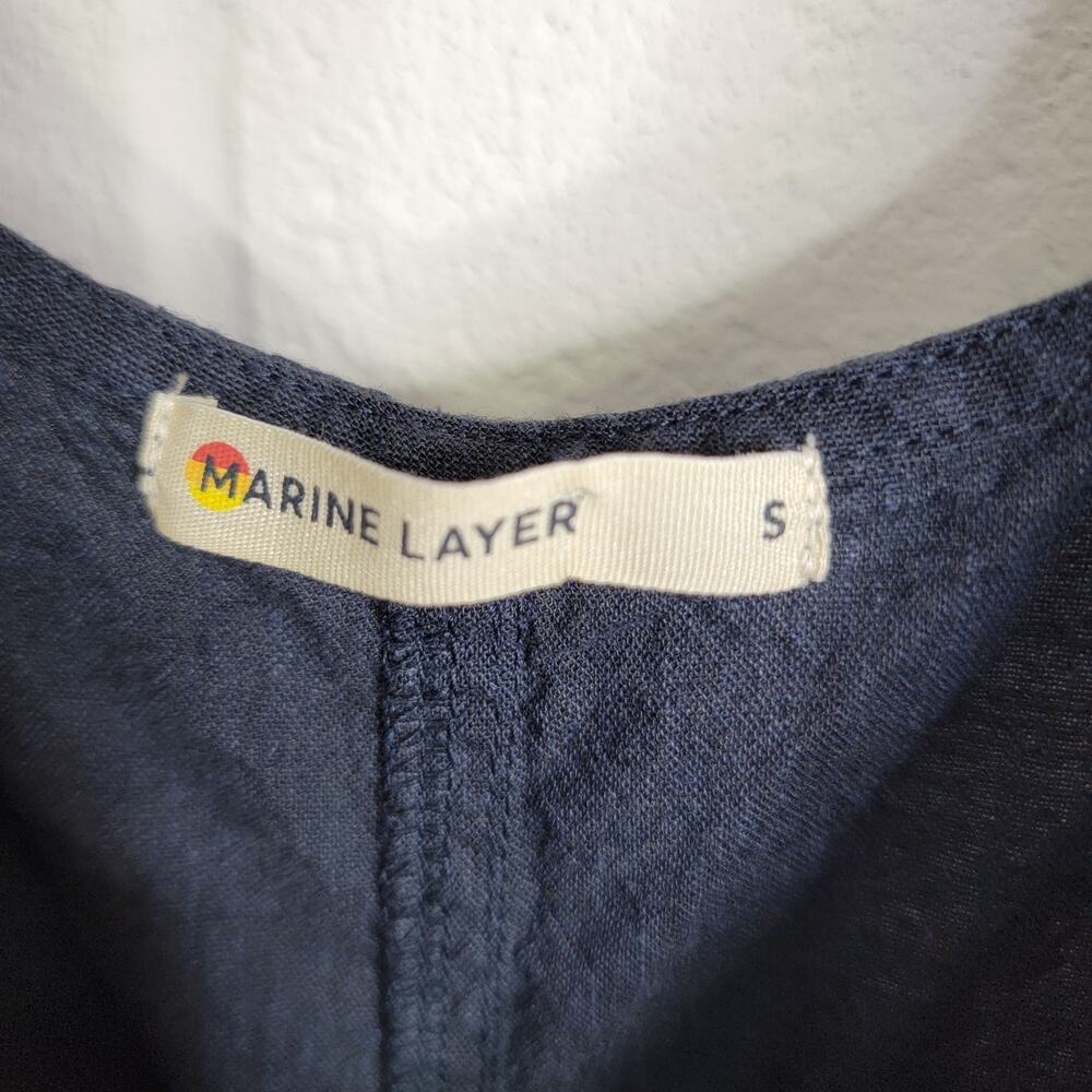 Marine Layer Sydney Romper Navy Blue Hemp Tencel Blend Button Front S Pockets - Picture 5 of 8